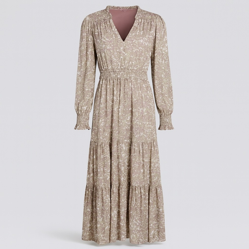 NWT Elie Tahari Autumn Burnout Midi Dress L Wedding Guest Boho Ethereal V Neck